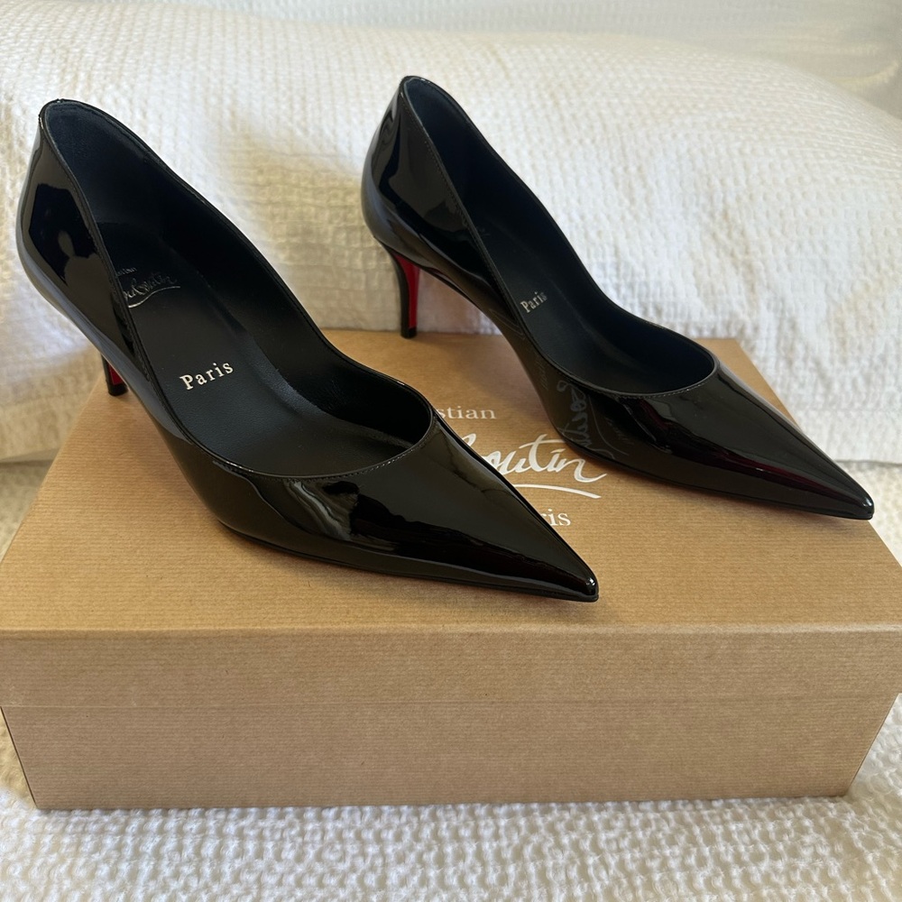 Christian Louboutin Black and Red Patent Heels